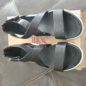 Black Leather Ankle Strap Sandal